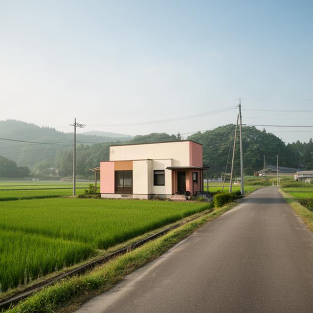 田園風景に囲まれた国道398号線沿いの登米市レコーディングスタジオ外観